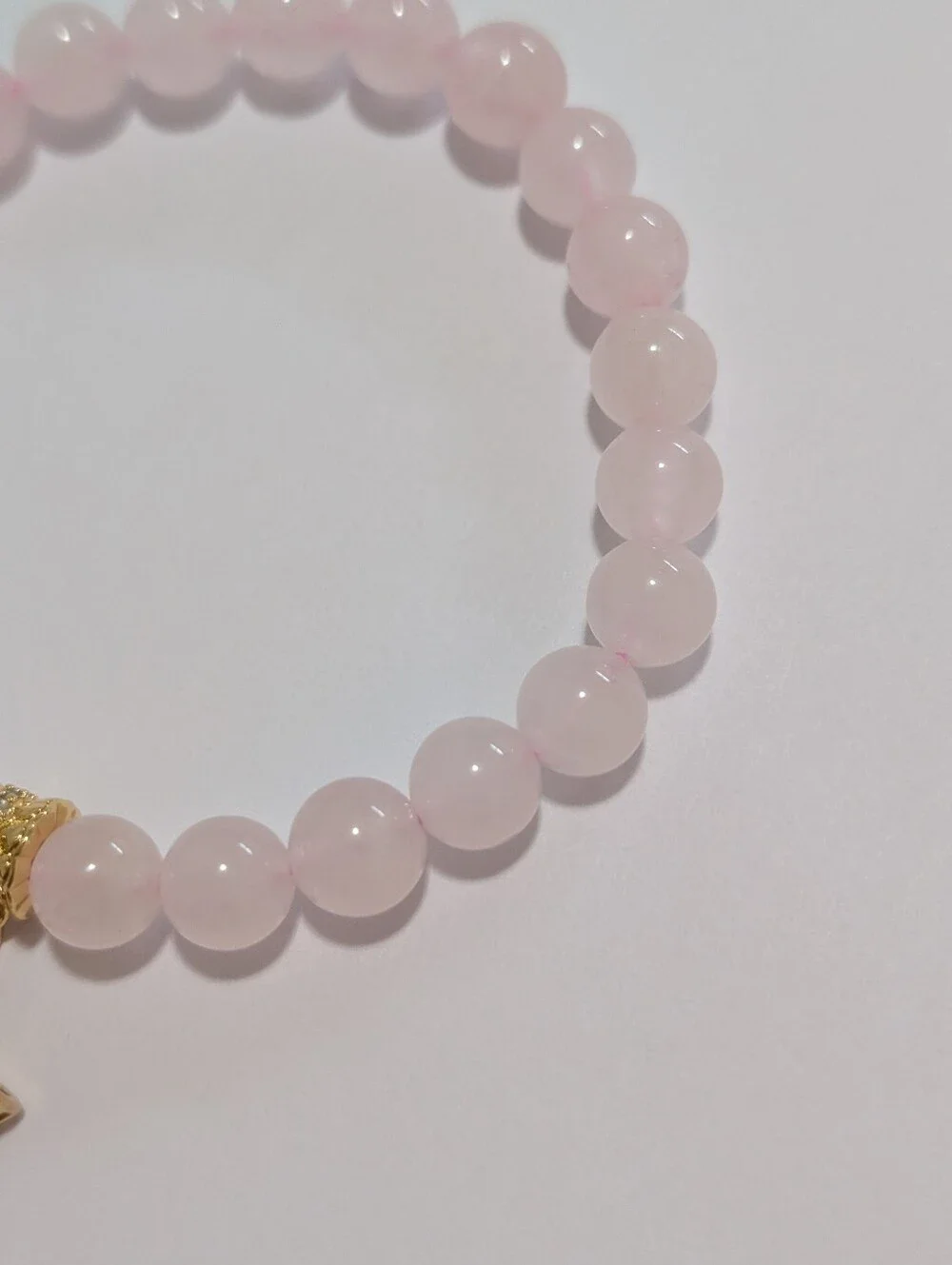 Rose Quartz Bracelet With Cubic Zirconia Charm